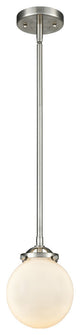 Beacon 1-Light LED Mini Pendant, Brushed Satin Nickel, Shade: Gloss White