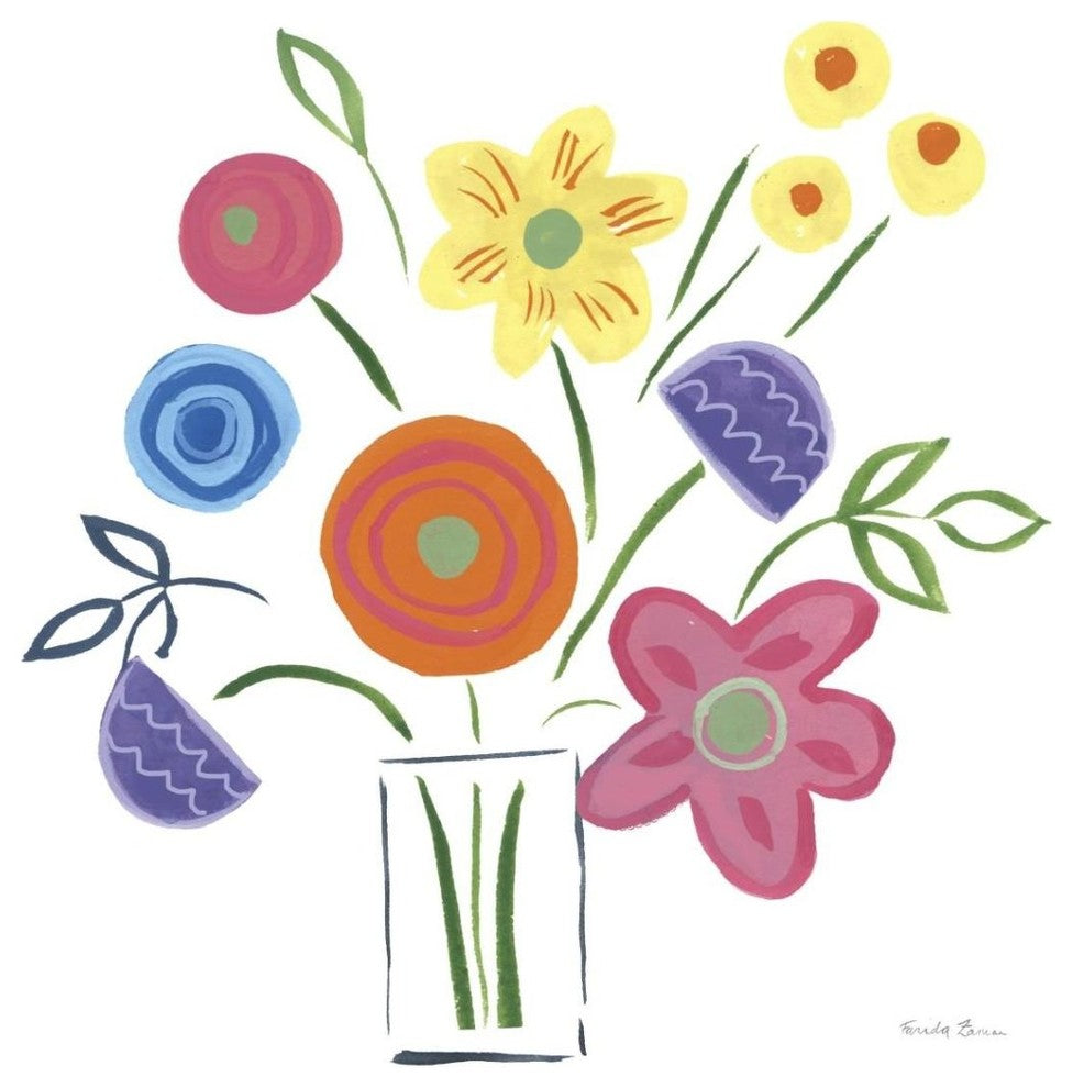 "Floral Medley II" Digital Paper Print by Farida Zaman, 38"x38"