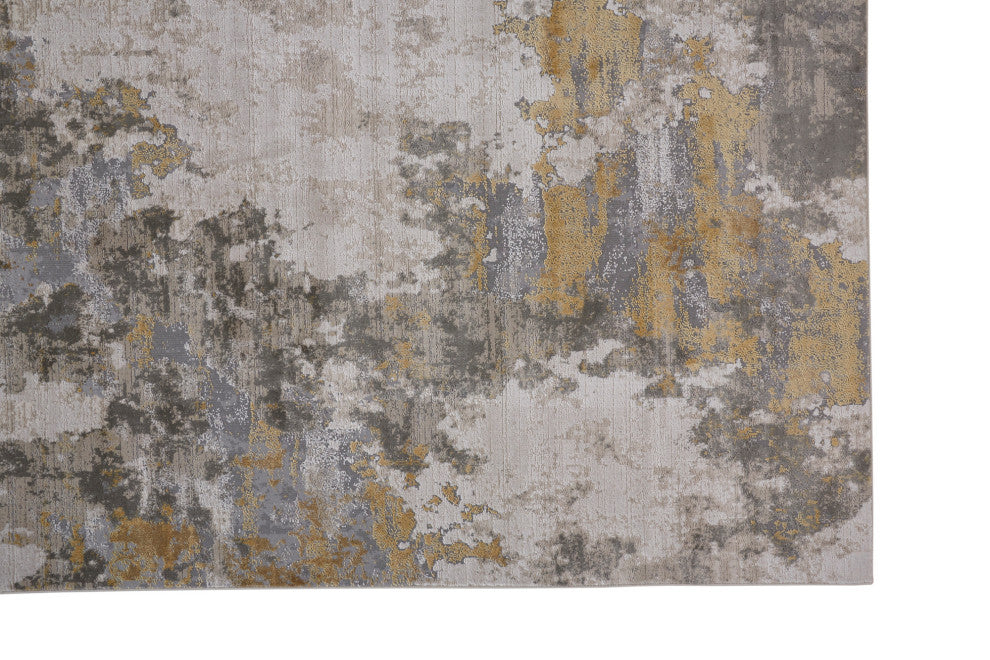 Weave & Wander Vanhorn Contemporary Watercolor Rug, Gold/Birch, 2'10"x7'10"