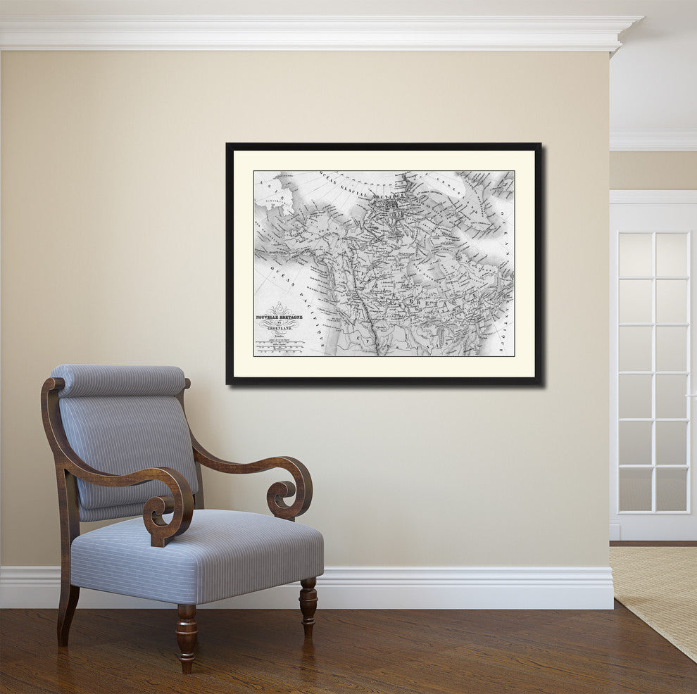 Canada Alaska Vintage B&W Map Canvas Print, 28"x37"