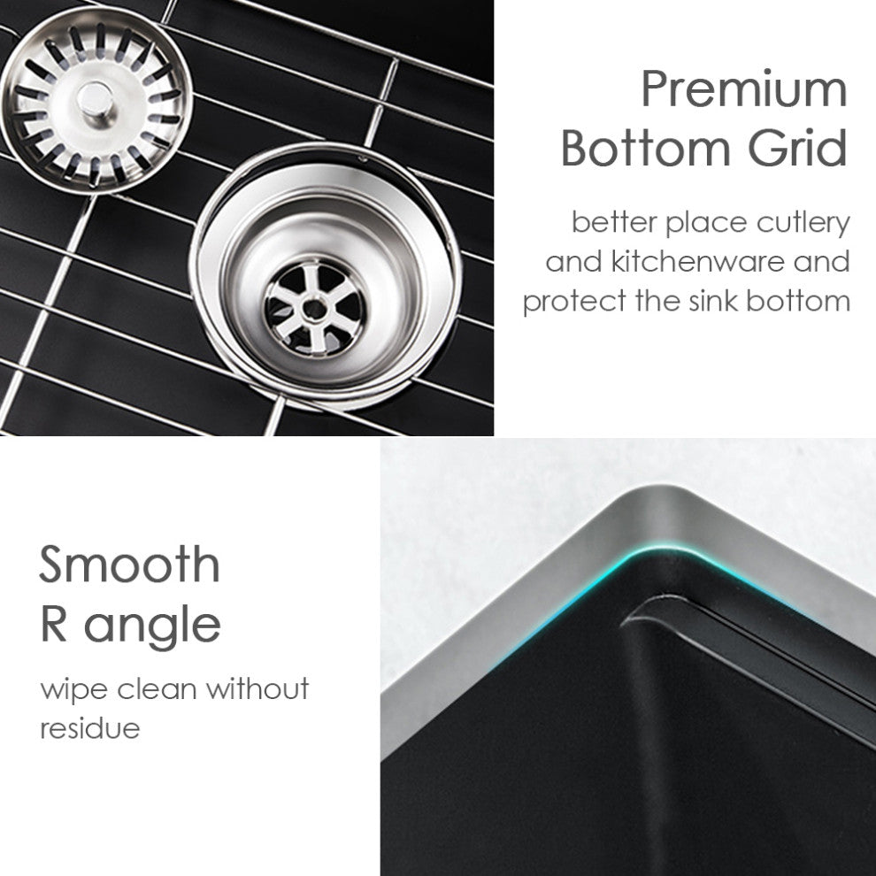 HIGOLD Double Bowl Undermount Kitchen Sink, Black