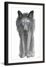 "Gray Wolf with Shades" Framed Painting Print, 30"x45"