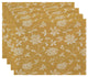 18"x14" Traditional Floral, Floral Print Placemat, Gold, Set of 4