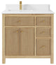Sonoma 36 Left Offset Bath Vanity in Light Natural Teak with 1.5" White Quartz