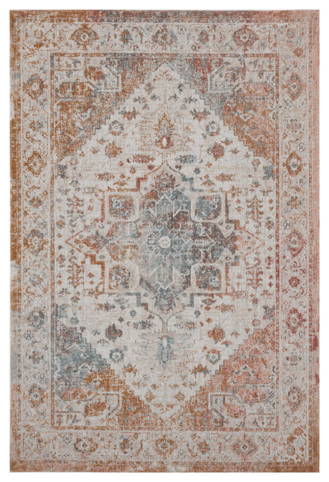 8' X 10' Beige Abstract Stain Resistant Indoor Outdoor Area Rug