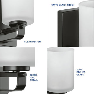 League Collection 1-Light Modern Farmhouse Vanity Light, Matte Black