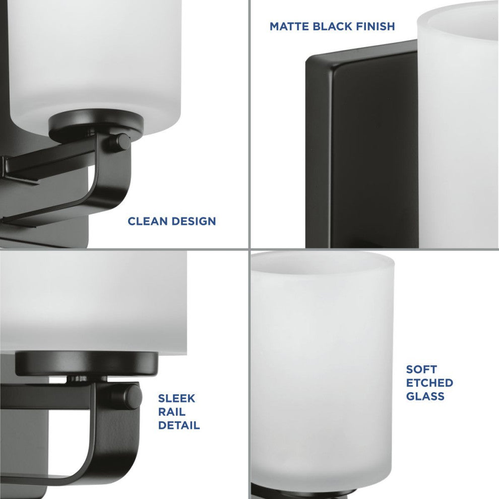 League Collection 1-Light Modern Farmhouse Vanity Light, Matte Black