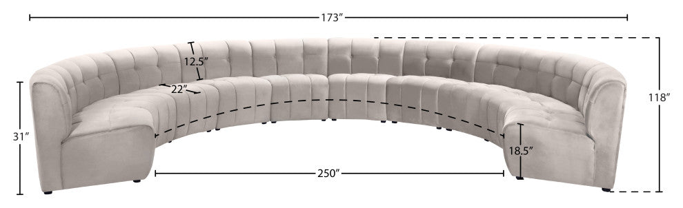 Limitless Velvet Upholstered 10-Piece Modular Sectional, Cream