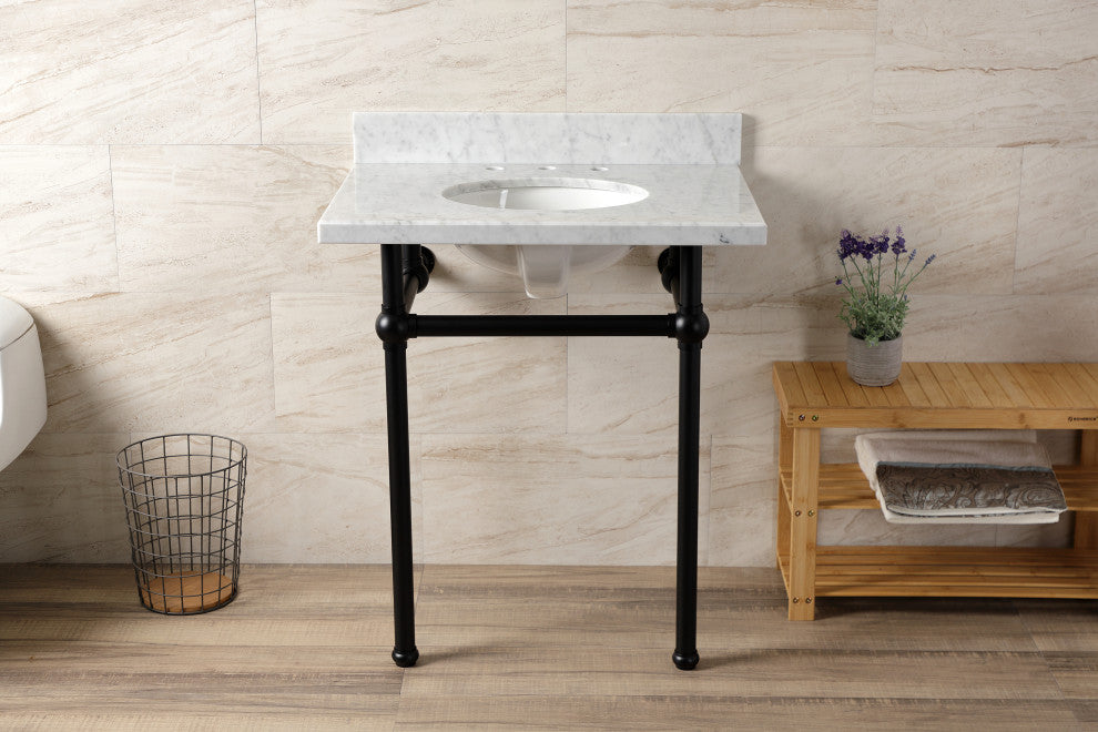 KVBH3022M80 30" Console Sink with Brass Legs (8-Inch, 3 Hole)