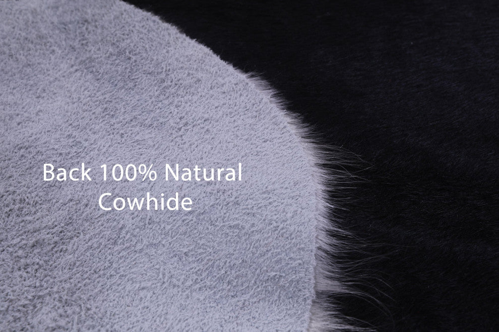7' 0" X 6' 5" Black and White Natural Cowhide Rug C2424