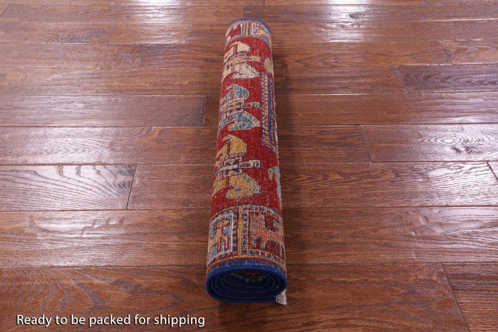 Antiqued Pazyryk Historical Design Hand Knotted Rug 2' 7" X 4' 1" Q10882