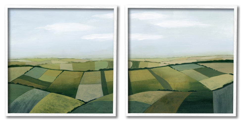 Rolling Hill Farm Crop Landscape Patchwork Grass Fields,17 x 17