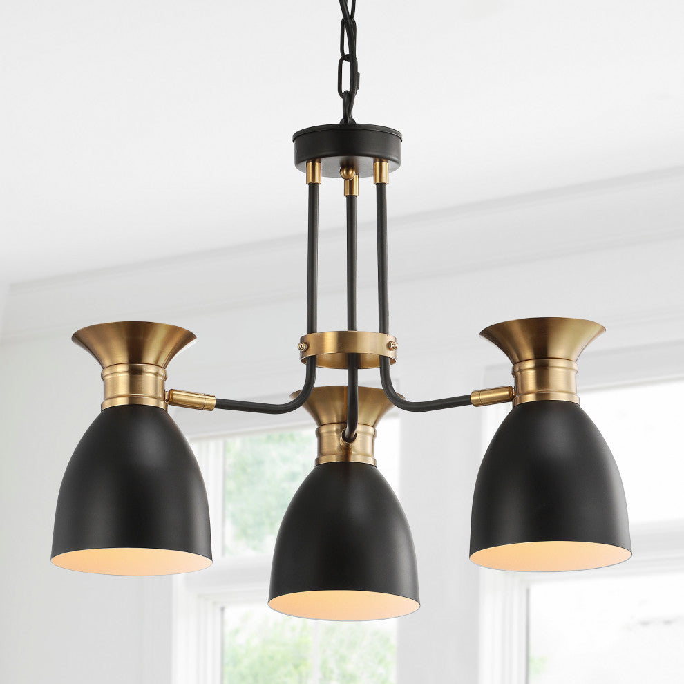 Edison Metal LED Pendant, Black, Brass Gold, Width: 20"