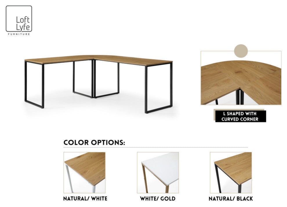 Loft Lyfe Zeus Desk, L-Shaped, Natural/White