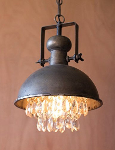 Metal Pendant Lamp with Hanging Gems