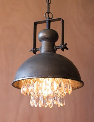 Metal Pendant Lamp with Hanging Gems