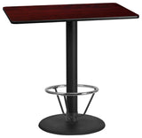30"x48" Laminate Table Top With 24" Round Bar Height Table Base and Foot Ring