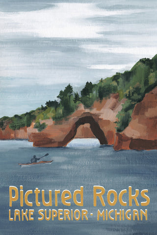 "Pictured Rocks" Painting Print on Wrapped Canvas, 30x45