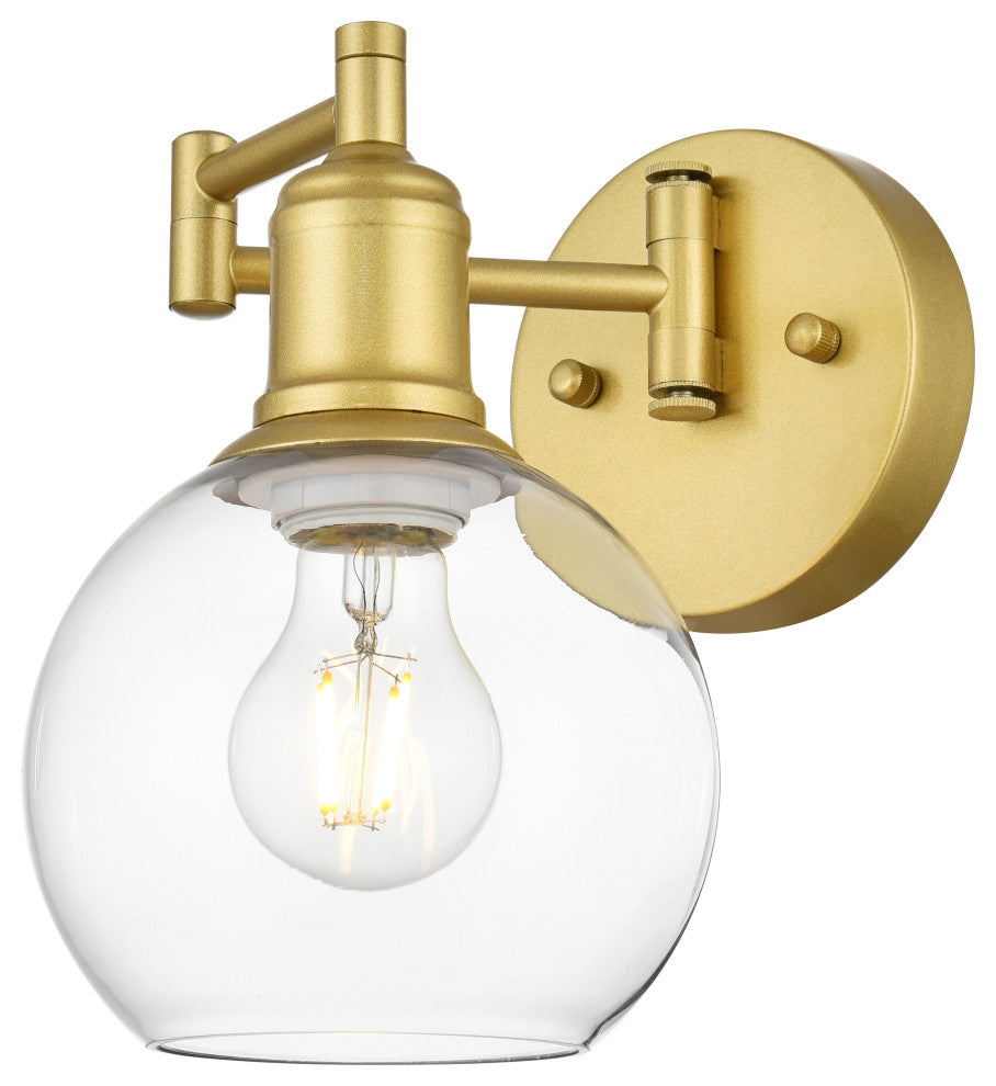 1 Light Brass And Clear Swing Arm Wall Sconce