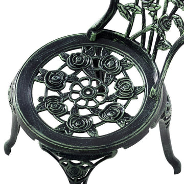 3-Piece Bistro Set, Garden Round Table and Chairs, Rose Design