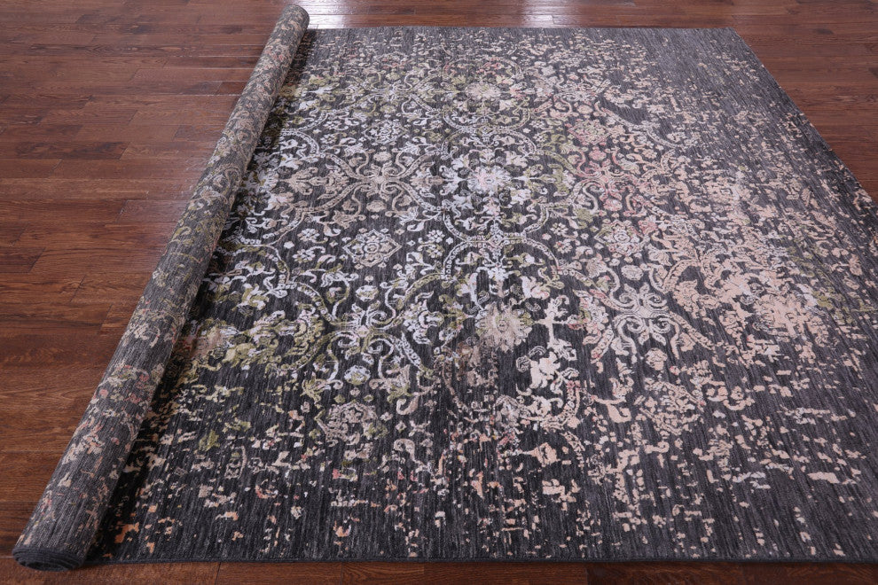 9' 0" X 12' 4" Wool and Silk Hand Knotted Modern Rug Q9243
