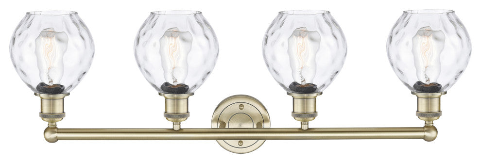 Waverly 4-Light 33" Bath Vanity Light, Antique Brass Finish, Clear Shade