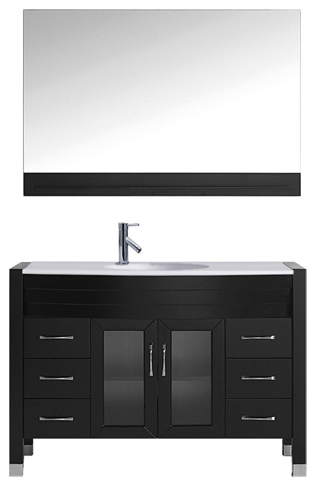 48" Single Bathroom Vanity, Espresso, White Stone, Brushed Nickel