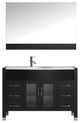 48" Single Bathroom Vanity, Espresso, White Stone, Brushed Nickel