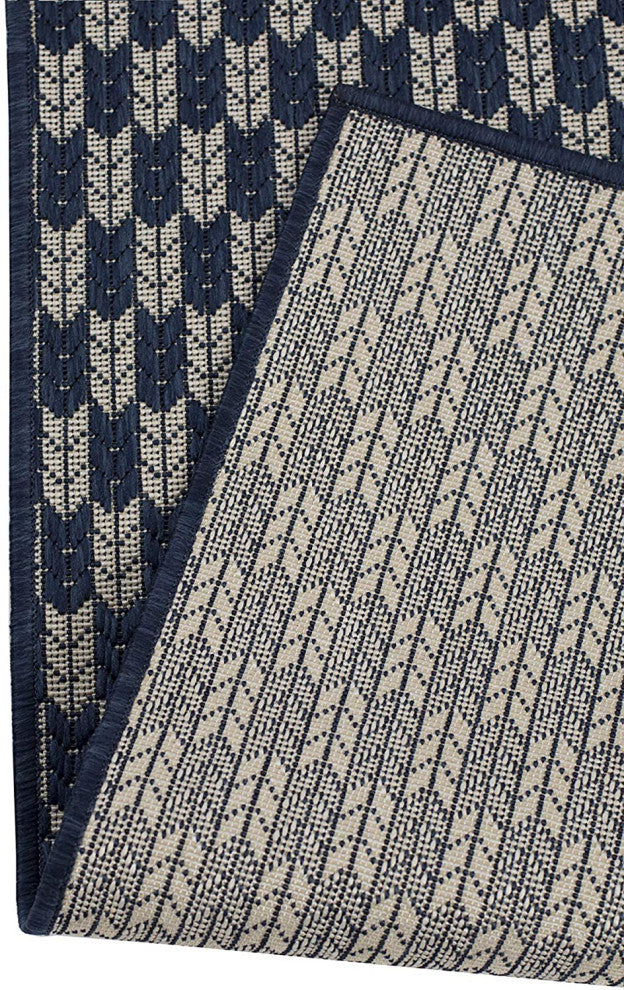 Outdoor Collection Geometric Rug - Bohemian Rug, Navy, 7'10"x10'