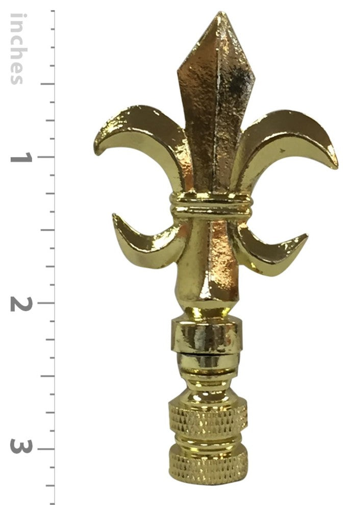 Royal Designs Fleur De Lis Finial, Polished Brass, Single
