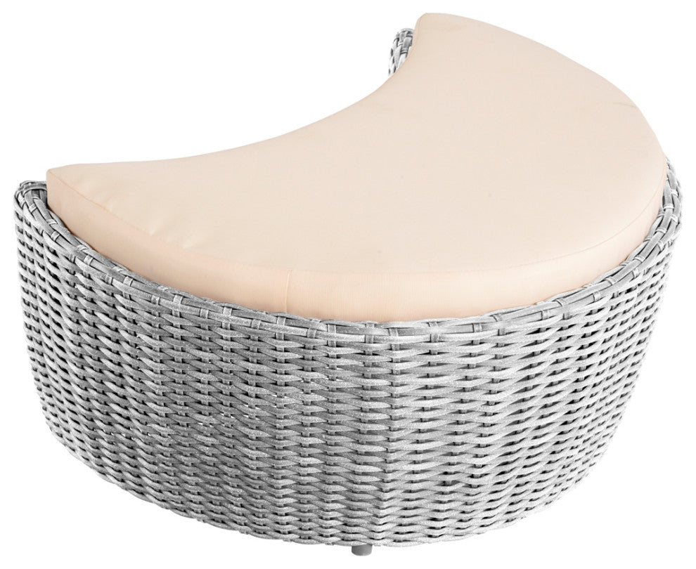 Romantic Collection outdoor furniture set, Grey Frame Beige Cushion, 2 Chair 2 Ottoman 1 End Table Set