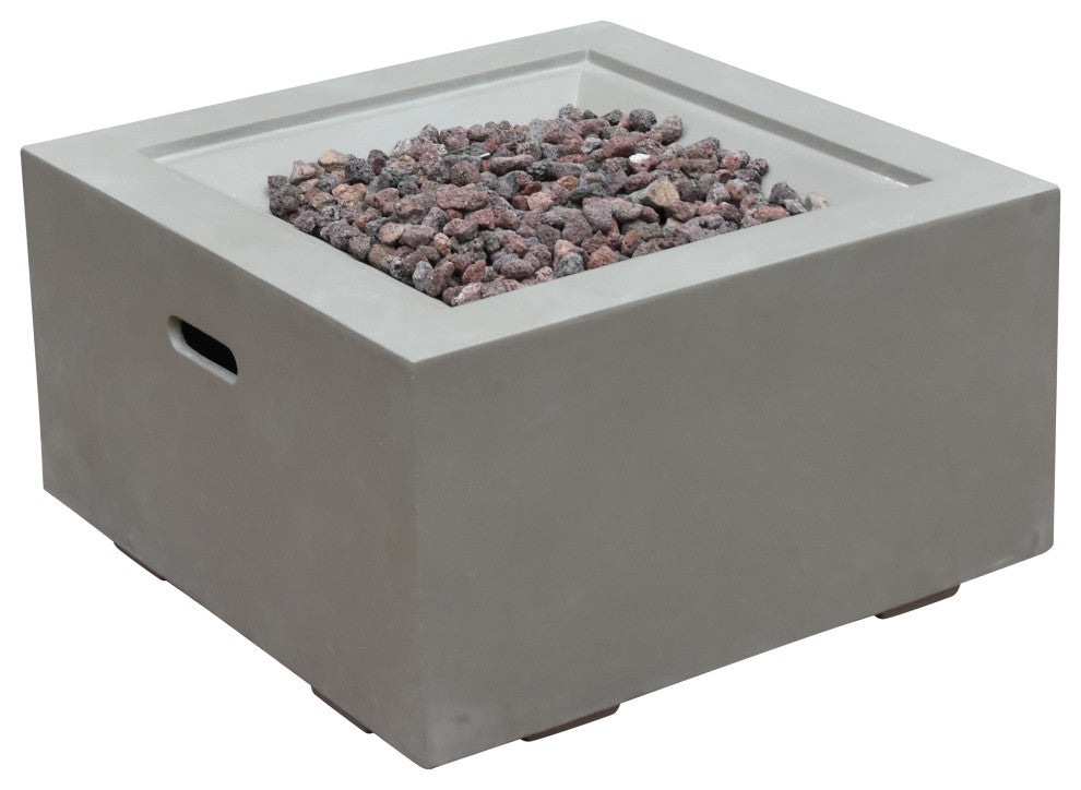 Ridgefield Square Gray Concrete 27" Natural Gas Fire Pit by Modeno