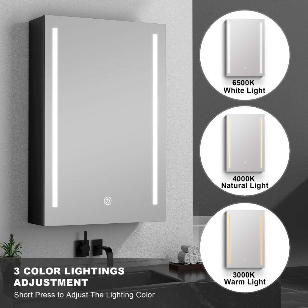 50 in.W x 30 in. H Aluminum Surface Mounted LED Medicine Cabinet with Doors