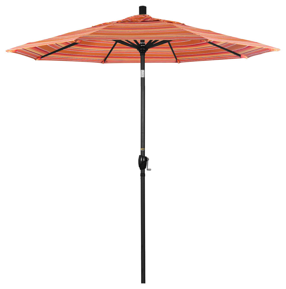 7.5' Black Push-Button Tilt Crank Aluminum Umbrella, Dolce Mango Sunbrella