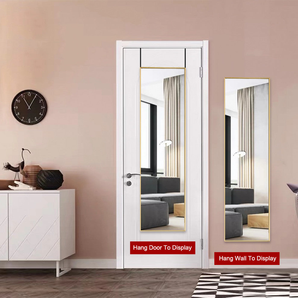 14x50" Rectangular Framed Wall Mounted Full Length Mirror, Gold