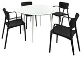 Lisa Round Dining Set With 47" White Table and Black Armcairs