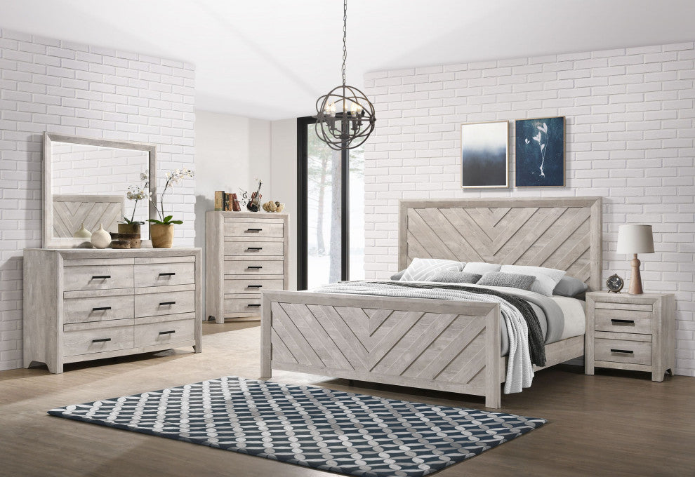 Picket House Furnishings Keely Panel 5PC Bedroom Set in White