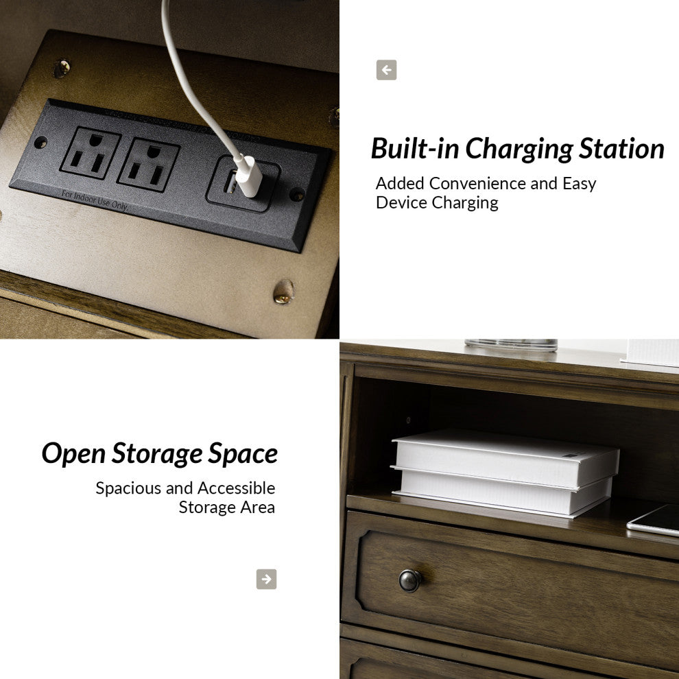 Drawer Solid Wood Nightstand, Kona, Single