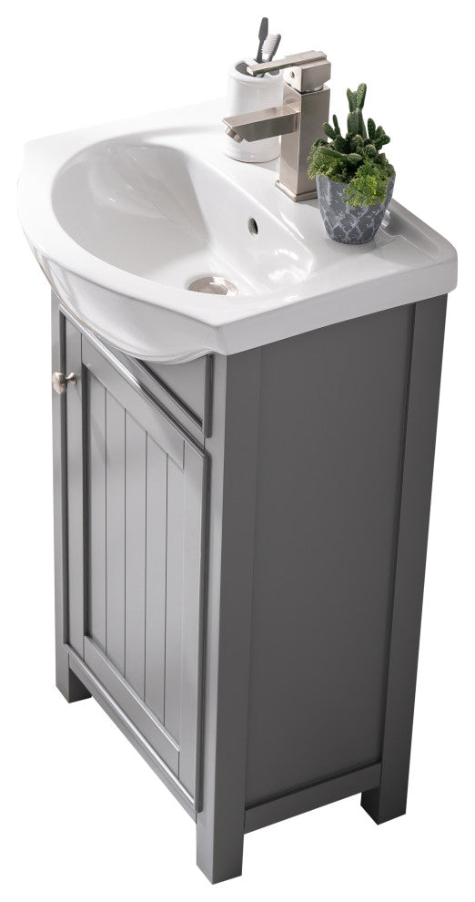 Design Element Marian 24" Transitional Single Sink Vanity, Gray