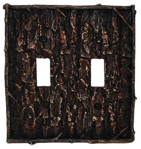 Pine Bark Double Switch Plate