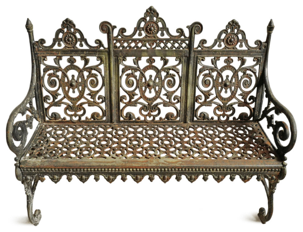 Consigned French Cast Iron Garden Bench