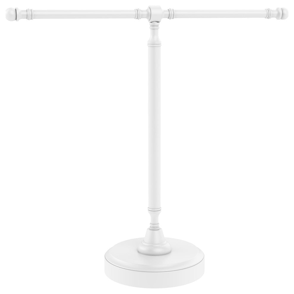Vanity Top 2 Arm Guest Towel Holder, Matte White