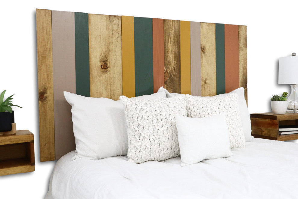 Handcrafted Headboard, Leaner Style, Earth Tone Mix, Queen
