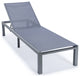 LeisureMod Marlin Patio Chaise Lounge Chair With Gray Frame, Dark Gray