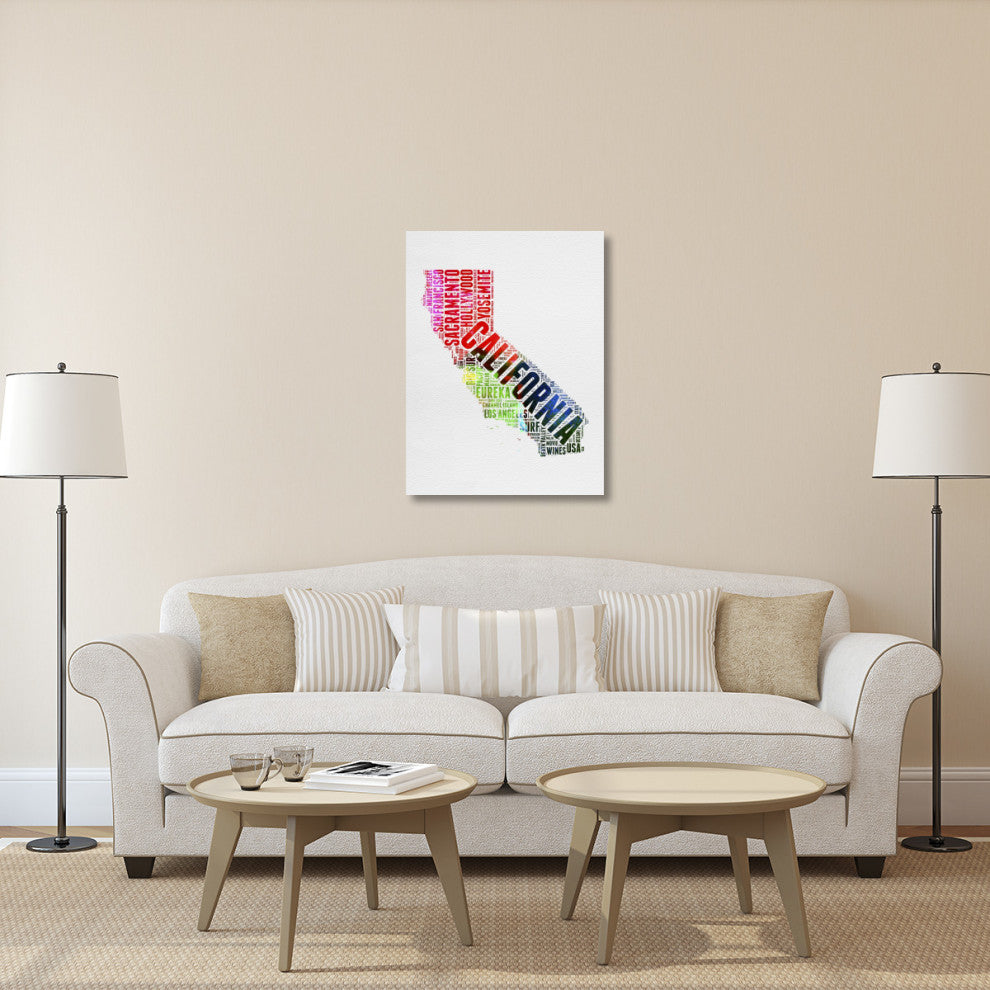"California Watercolor Word Cloud" Fine Art Print