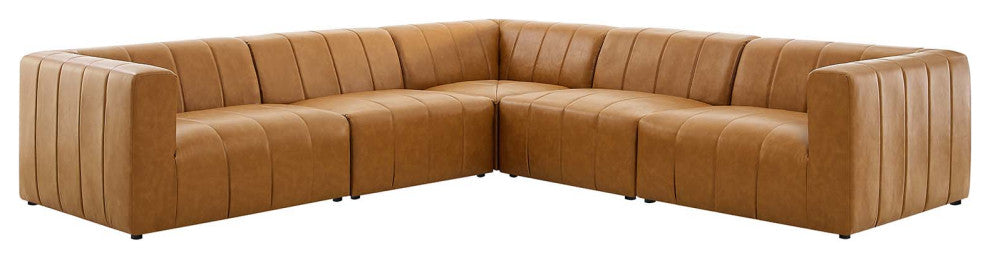 Bartlett Vegan Leather Vegan Leather 5-Piece Sectional Sofa Tan