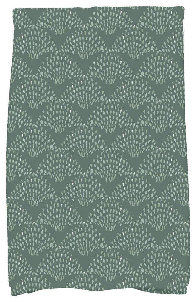 Fan Dance 18"x30" Green Geometric Print Hand Towel