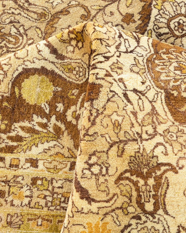 Hiranur One-of-a-Kind Hand-Knotted Area Rug Yellow, 9'2"x12'1"