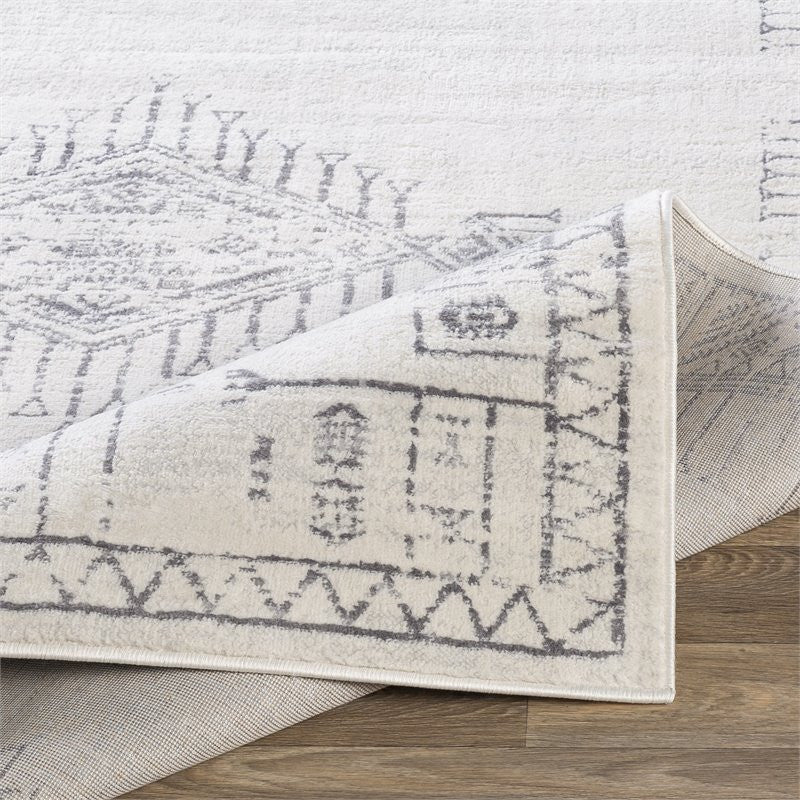 Surya Roma ROM-2346 9'x12'3" Rug, Medium Gray/Light Gray/White