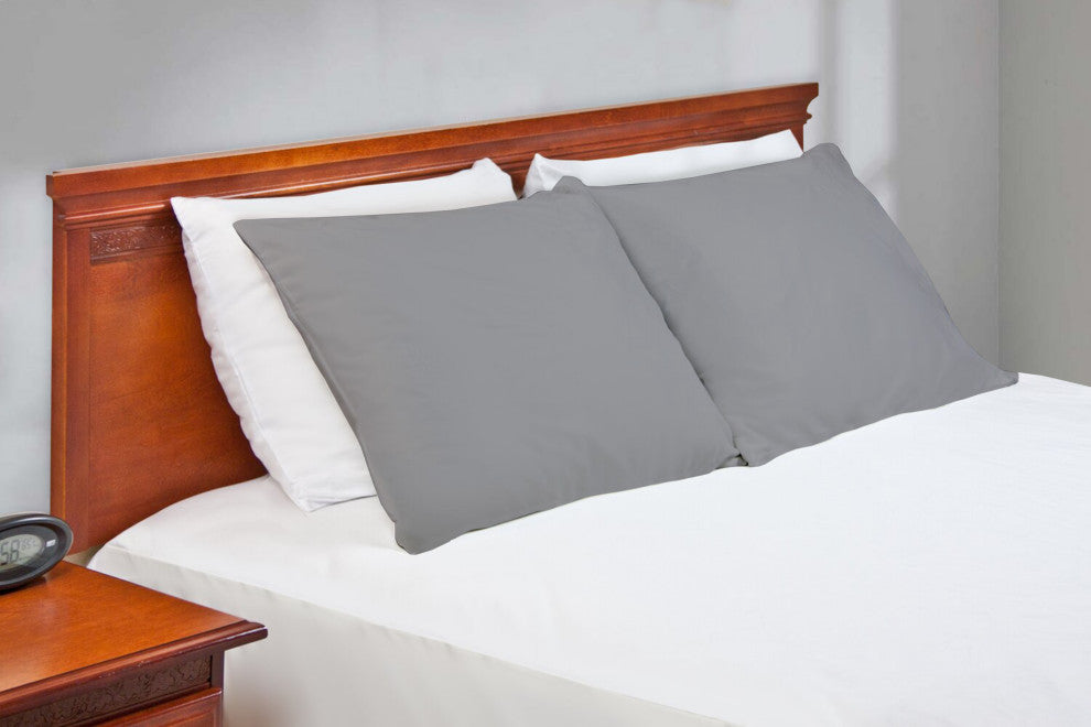 Organic Cotton Pillowcase Pair 300TC GOTS Certified, Dark Gray, Queen 21"x32"